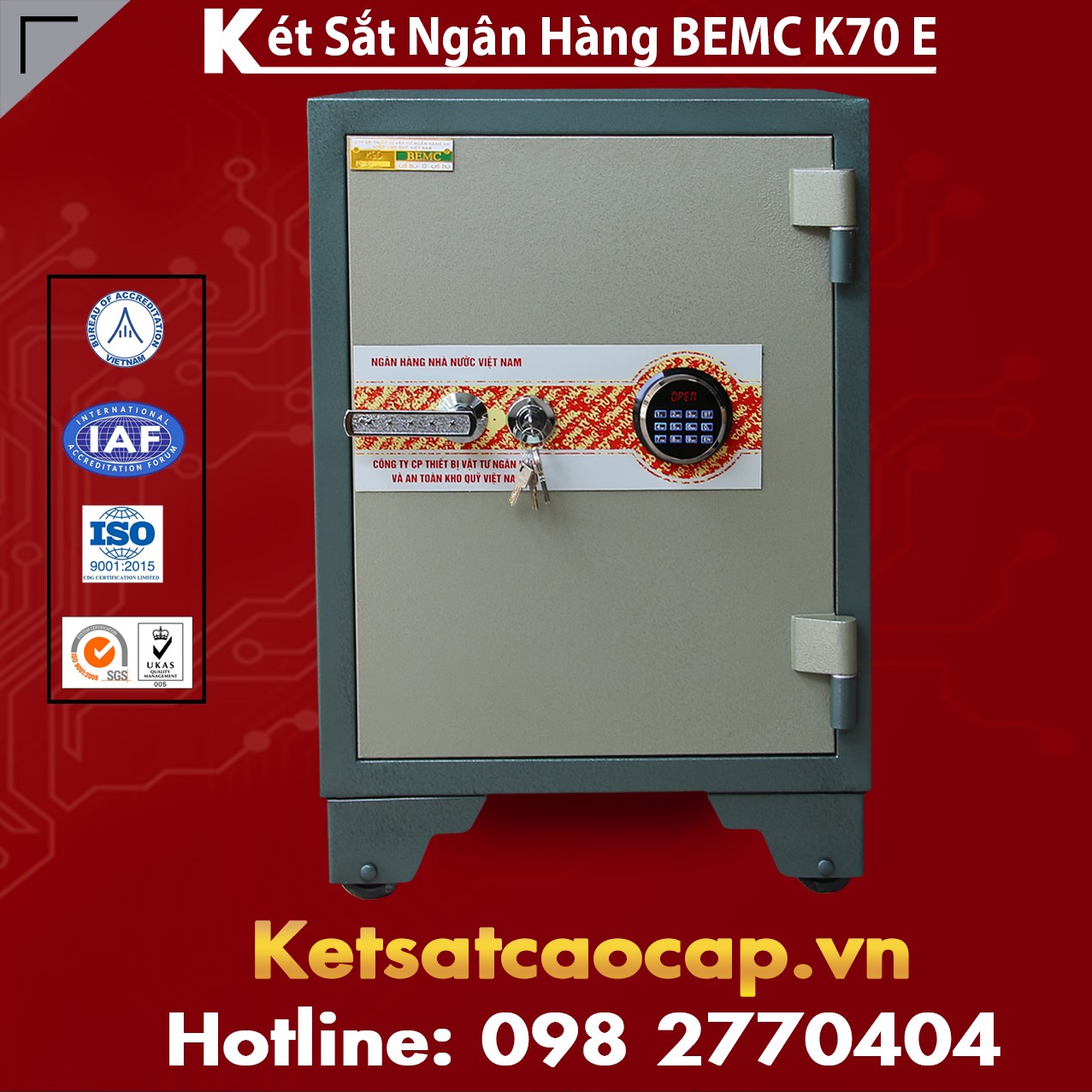 Két Sắt Ngân Hàng BEMC K70E Điện Tử Hàn Quốc Hệ Thống Khoá Thông Minh